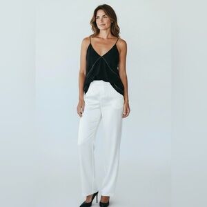 Vintage Zara Large Black‎ Cami V-Neck Sleeveless  Stitching Detail